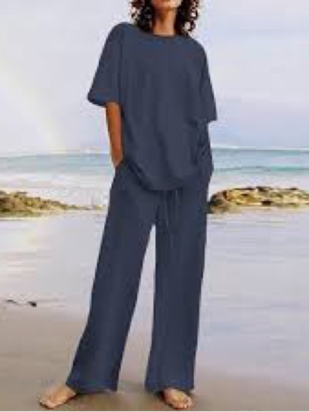 NWOT Zara Lounge Matching Set shirt/pants drawstring Coord top Sz S/M charcoal